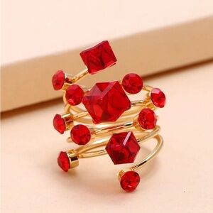 Brand New: Red and Gold Rhinestone Ring
